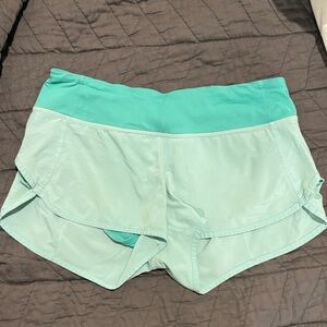 Lululemon Athletica Teal and Light Green Shorts